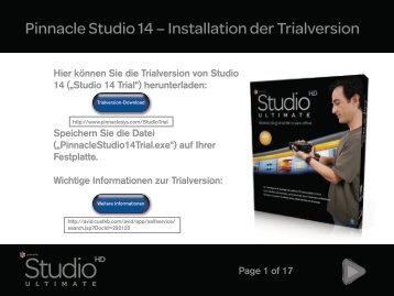 Pinnacle Studio 14 – Installation der Trialversion