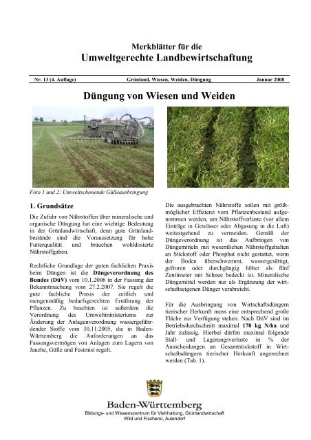 Merkblatt Dngung von Wiesen und Weiden - Baden-Wrttemberg