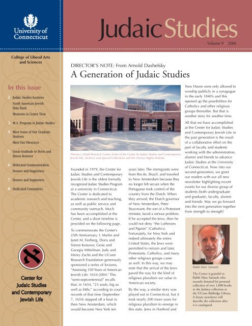 JudaicStudies - Center for Judaic Studies and Contemporary Jewish ...