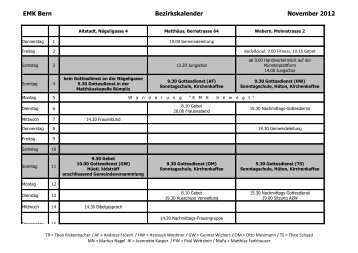 EMK Bern Bezirkskalender November 2012