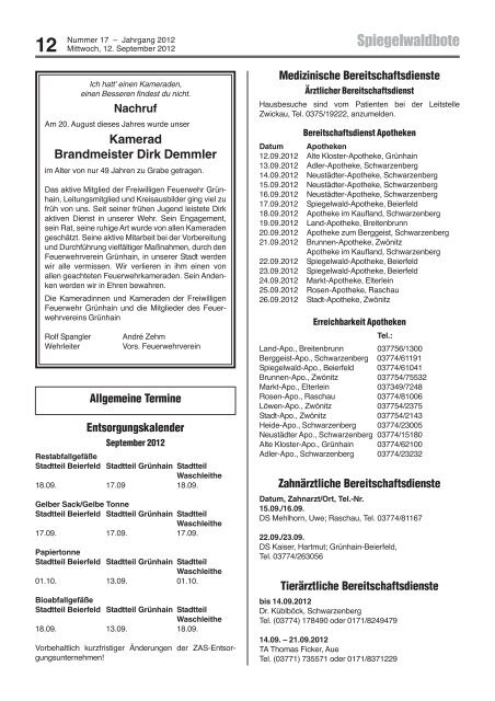 Spiegelwaldbote - Stadt Grünhain-Beierfeld