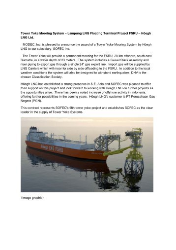 Tower Yoke Mooring System – Lampung LNG Floating ... - modec
