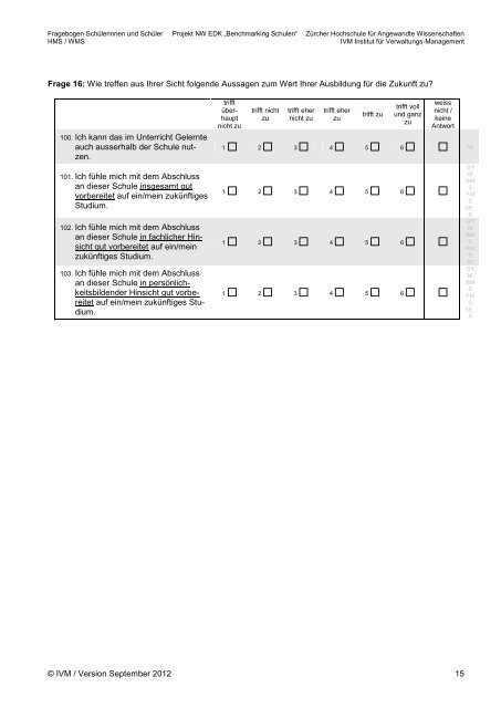 Schüler-Fragebogen Wirtschaftsmittelschule, deutsch - NW EDK