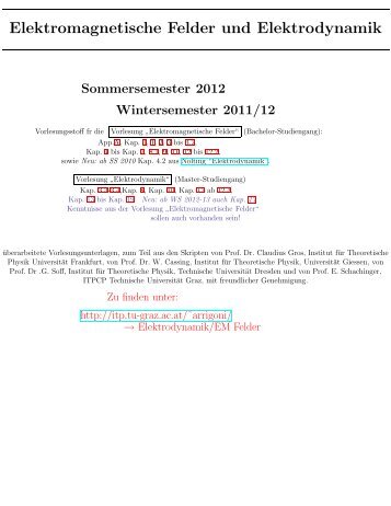 Elektromagnetische Felder und Elektrodynamik - TU Graz - Institut ...