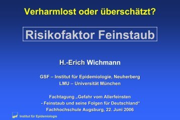 Risikofaktor Feinstaub - Helmholtz Zentrum München
