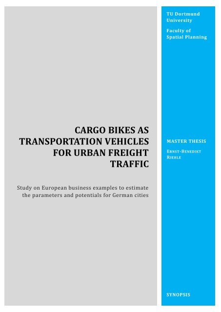 cargo bikes as transportation vehicles for urban freight traffic