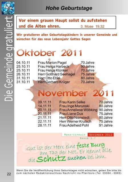 Oktober und November 2011 Oktober und November 2011