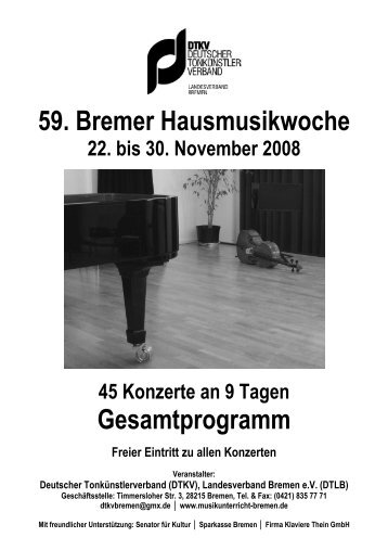 59. Bremer Hausmusikwoche 2008 - Deutscher Tonkünstlerverband ...