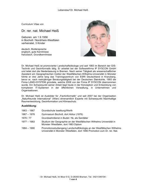 Dr. rer. nat. Michael Heiß - Naturfreunde Internationale