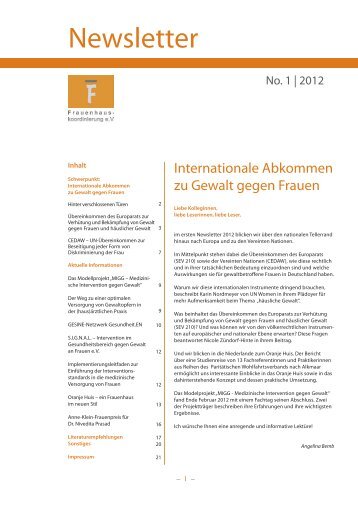 Newsletter der Frauenhauskoordinierung