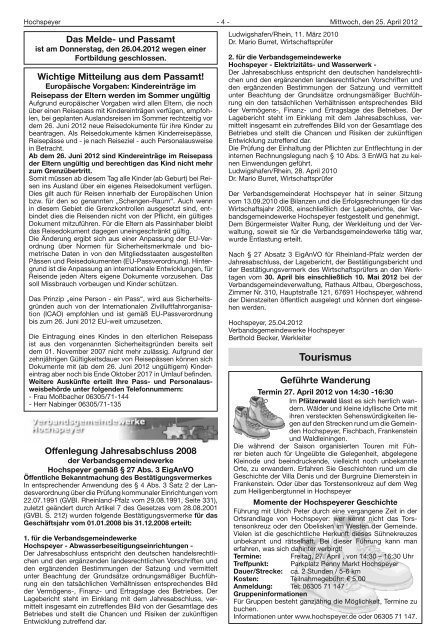 Amtsblatt 17/2012 - Verbandsgemeinde Hochspeyer