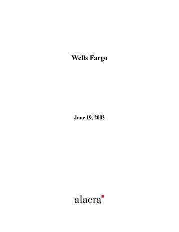 Wells Fargo & Company - Alacra Inc