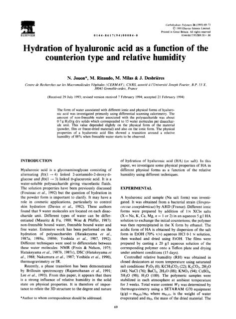 Hyaluronic acid function