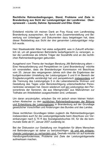 Vortrag von Frau Lieschke, Sozialamt Elbe-Elster - Liga der ...