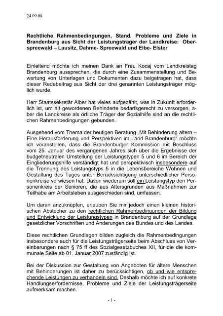 Vortrag von Frau Lieschke, Sozialamt Elbe-Elster - Liga der ...