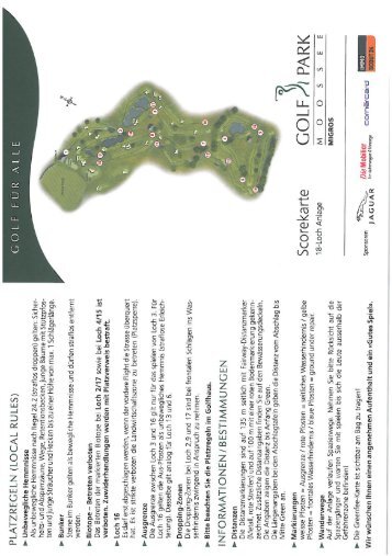 Scorekarte 18-Loch Anlage - Golfpark Moossee