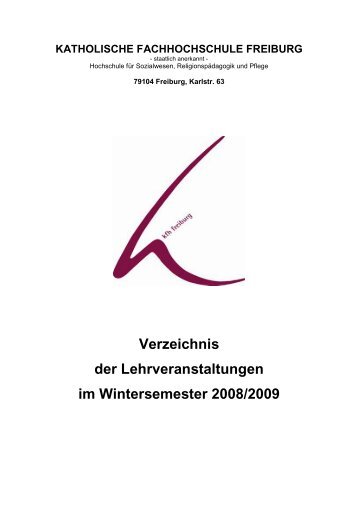Wintersemester 2008/09 ‹download pdf› - Katholische Hochschule ...