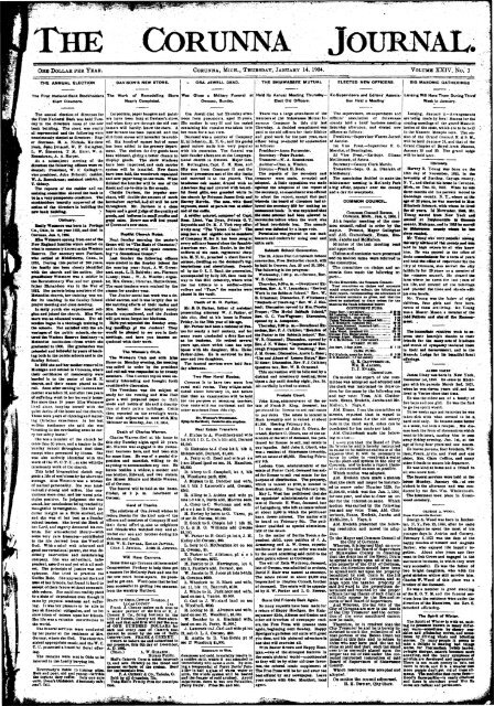 one dollar per year. corunna, mich., thursday, january 14, 1904.