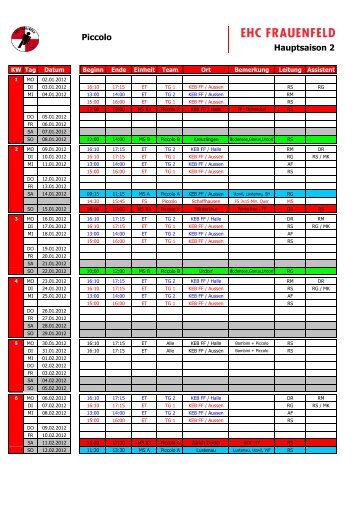 Trainingsplan - EHC Frauenfeld