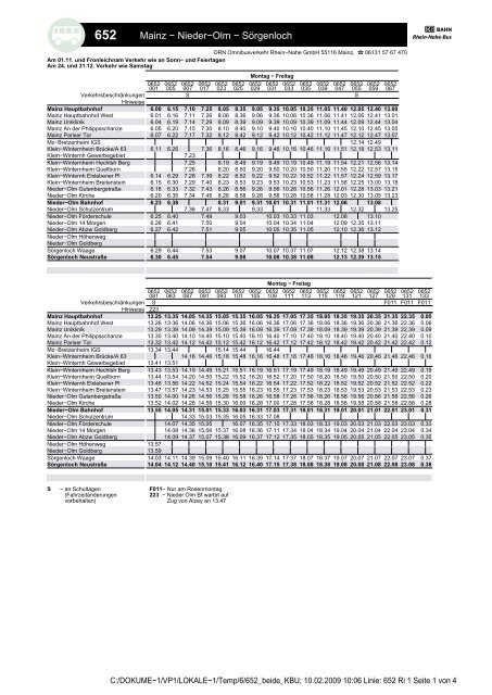 Mainz − Nieder−Olm − Sörgenloch - RNN – Rhein Nahe ...