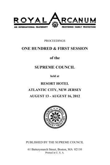 ONE HUNDRED & FIRST SESSION of the SUPREME COUNCIL