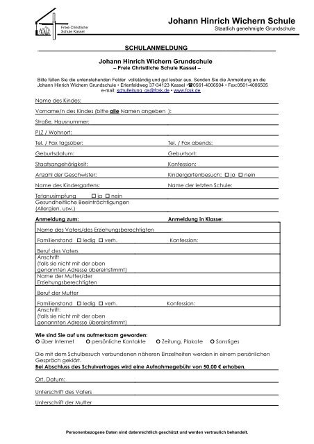zum Anmeldeformular - Schule