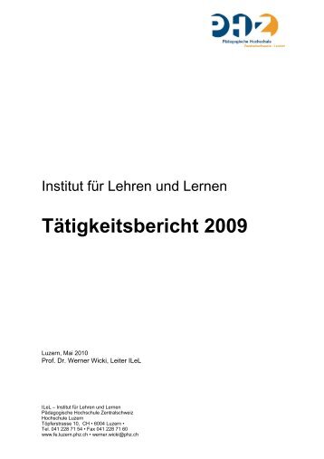 Tätigkeitsbericht 2009 - PHZ Luzern - Pädagogische Hochschule ...