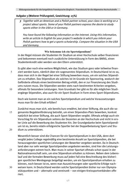 Bildungsstandards für die fortgeführte Fremdsprache (Englisch