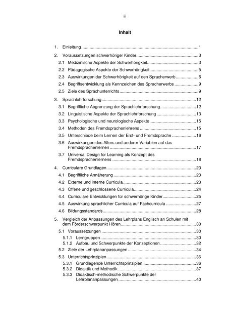 Frühes Fremdsprachenlernen im Fach Englisch für schwerhörige ...