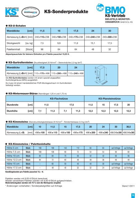 Lieferprogramm 2011 - BMO KS-Vertrieb GmbH & CO. KG