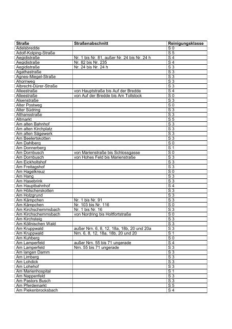 Anlage 1 zur Straßenreinigungssatzung in der Stadt ... - BEST-Bottrop