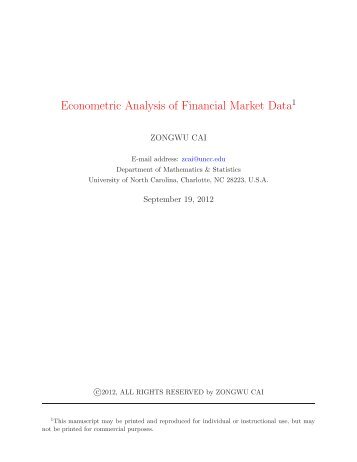 Econometric Analysis of Financial Market Data