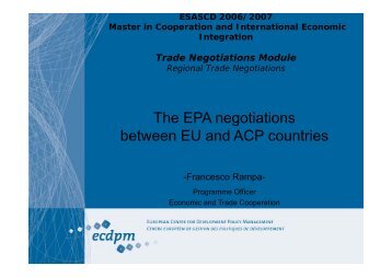 The EPA negotiations between EU and ACP ... - ACP-EU Trade