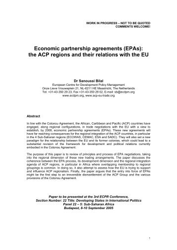 Economic partnership agreements (EPAs): the ACP ... - ACP-EU Trade