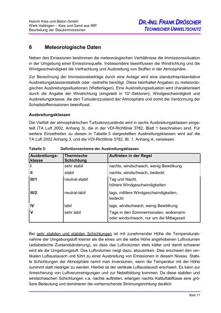 Holcim Kies und Beton GmbH Werk Haltingen - Beurteilung der ...