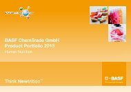 BASF ChemTrade GmbH Product Portfolio 2013 Think Newtrition™