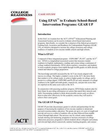 Using EPAS to Evaluate School-Based Intervention Programs ... - ACT