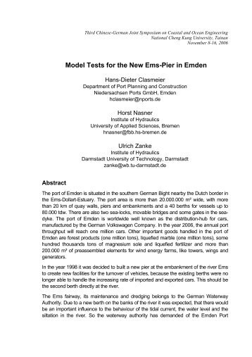 Model Tests for the New Ems-Pier in Emden