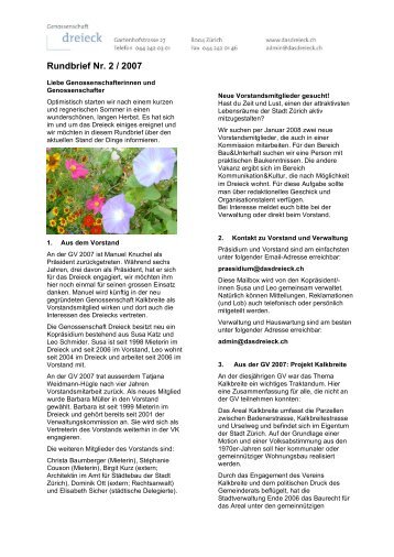 Rundbrief Nr. 2 / 2007 - Genossenschaft Dreieck