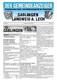 Haushaltssatzung der Gemeinde Gablingen (Landkreis Augsburg ...