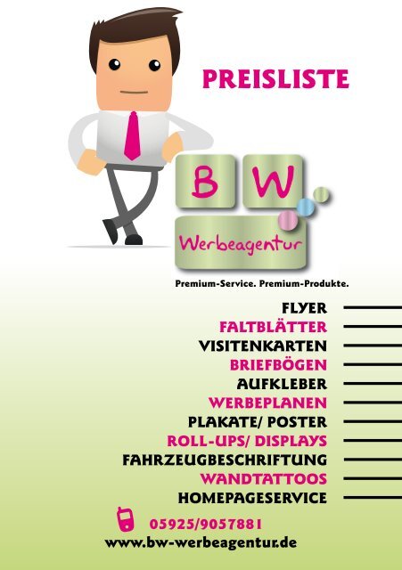 PREISLISTE - BW Werbeagentur