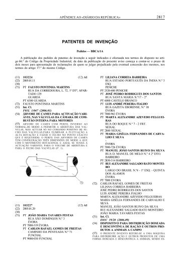 Patentes - Pedidos e Outros actos - Instituto Nacional da ...