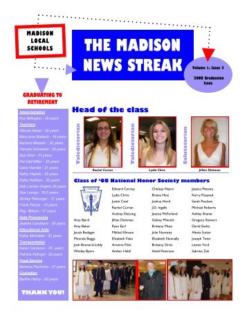 june 2008 newsletter - final version - Madison Local Schools