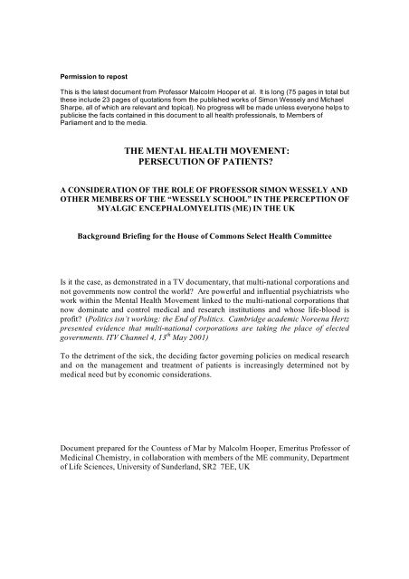 The Mental Health Movement Multiple Chemical Sensitivity