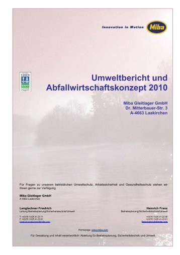 Umweltbericht und Abfallwirtschaftskonzept 2010 - Miba