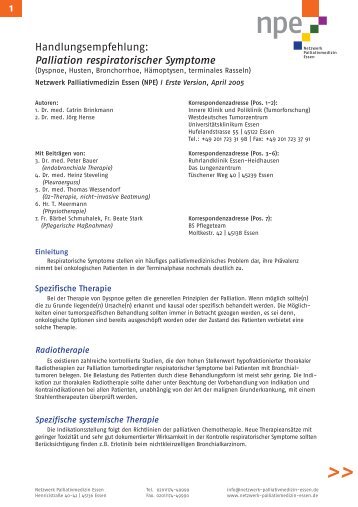 Palliation respiratorischer Symptome - Netzwerk Palliativmedizin ...