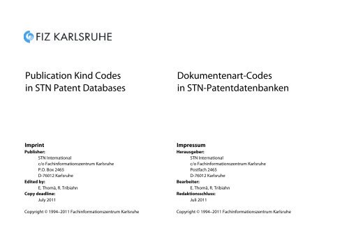 Dokumentenart-Codes in STN-Patentdatenbanken - Paton