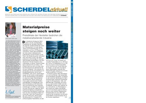 Materialpreise steigen noch weiter - Scherdel GmbH