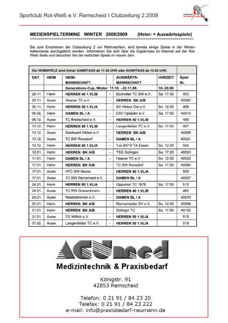 Clubzeitung 2, 2008 - Rot Weiss remscheid
