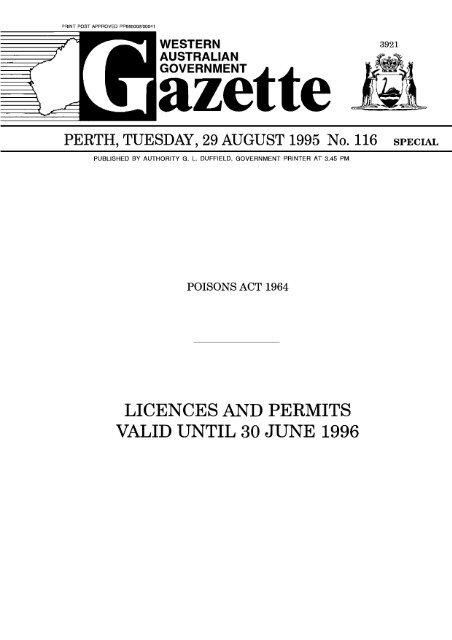 licences and permits valid until 30 june 1996 - State Law Publisher